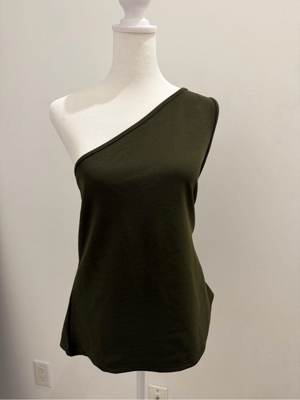 H&M One-Shoulder Olive Top - Picture 2 of 3